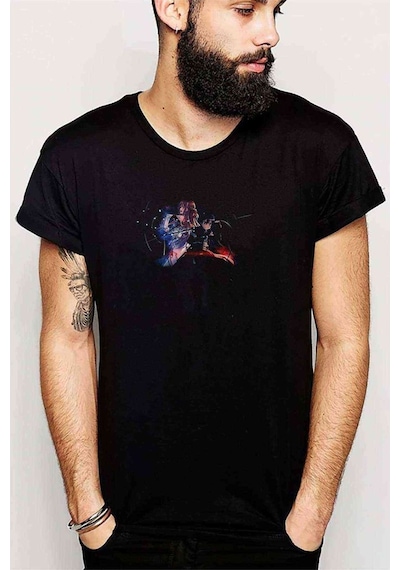 Sao Anime Baskılı Siyah Erkek Tshirt