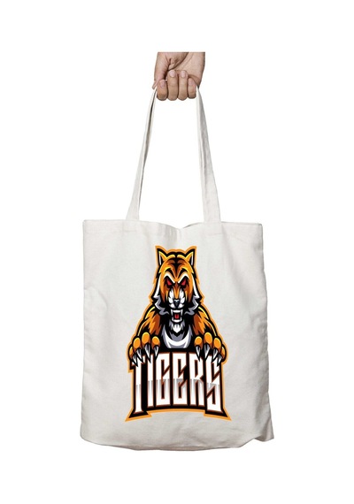 Art Hediye Tiger Face İki Tarafı Kalıcı Baskılı Yıkanabilir Çanta Çok Renkli