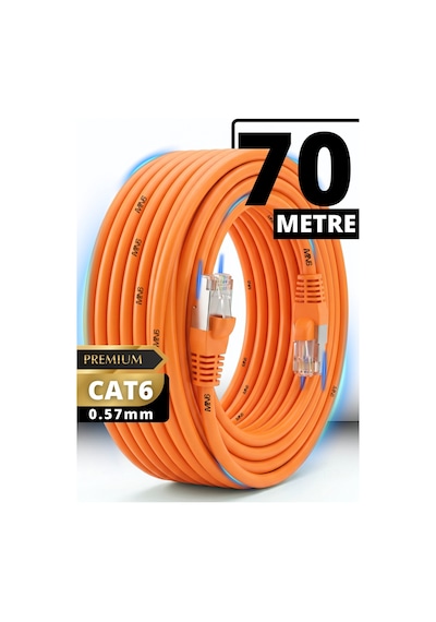 Mn6 M107xt Cat6 Ethernet Kablosu 70 Metre 0.57mm Utp Ultra Dayanıklı Çift Kat Korumalı Dış Mekan Ağır Şartlara Uygun Lan Kablosu 70 M