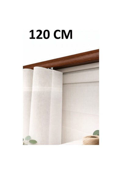 Ceviz Dekoratif Ray 2 Kanallı Dekoratif Metal Perde Kornişi Ceviz120cm - 847807672 Ceviz120cm