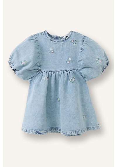 Defacto Pamuklu Denim Elbise Kız Bebek H4072a526smnm39 Mavi-nm39