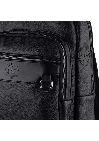 Westpolo Vegan Deri Şık Ve Fonksiyonel Unisex Sırt Çantası - 6012 Siyah