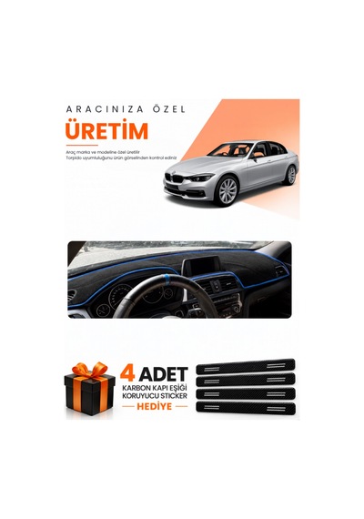 Bmw F30 2010-2018 Uyumlu Torpido Koruma Örtüsü Oto Kılıfı - Siyah Mavi