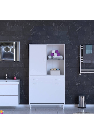 Eliusta Liora Beyaz Çok Amaçlı Banyo Dolabı 100 Cm Genişliğe Sahip 100x171x32,5 Cm Üç Sepetli 2 Raflı Dolap Beyaz Eliusta Liora Beyaz Çok Amaçlı Banyo Dolabı 100 Cm Genişliğe Sahip 100x171x32,5 Cm Üç Sepetli 2 Raflı Dolap Beyaz