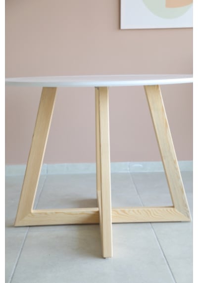 Naturalwood Yuvarlak Yemek Masası, Modern Mat Beyaz Mdf Yemek Masası, Toplan