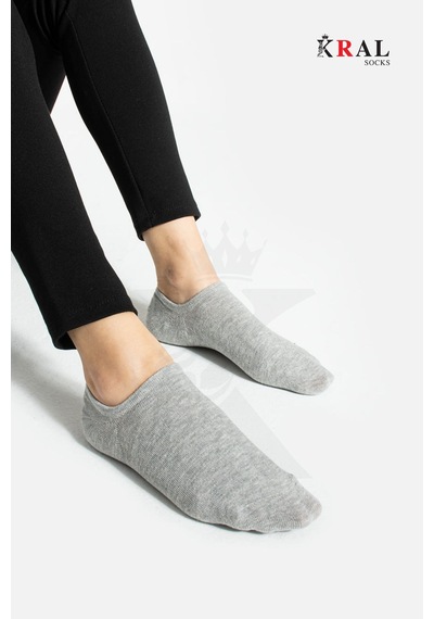 Kral Socks Kadın Pamuklu Terletmez 10'lu - 10 Çift Yazlık Görünmez Çorap Gri