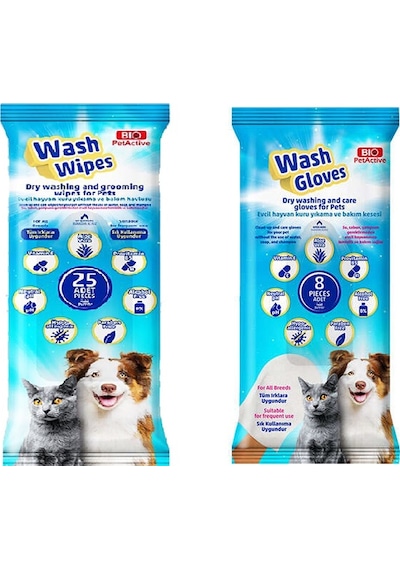 Bio Pet Active Wash Gloves + Wash Wipes Karma 2'li