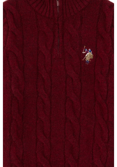 U.S. Polo Assn. Erkek Çocuk Yarım Fermuarlı Bordo Kazak 50297422-VR014