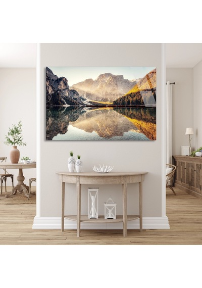 Dağ Gölü Yansıması - Cam Tablo - Deg1272 125 X 80 Cm