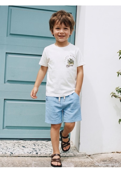 Civil Boys California Palmiye Baskılı 2 -5 Yaş Takım  - Ekru 17M16263326S1