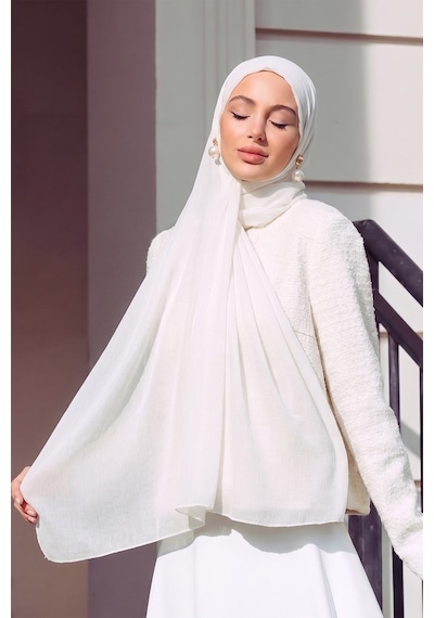 Olcay Yoryo İpek Abiye Şal Beyaz 103