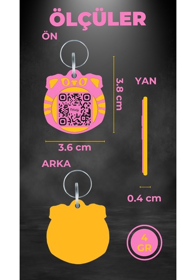 Petjoo 3.Susie Sarı-Pembe Qr'lı Kedi Künyesi