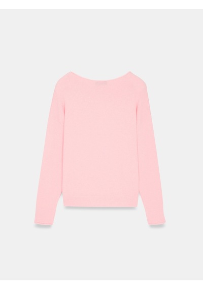 Dilvin 10854 Kayık Yaka Yumuşak Dokulu Kazak-toz Pembe