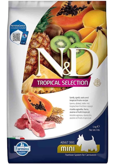 N&D Tropical Selection Düşük Tahıllı Kuzulu Tropikal Meyveli Küçük Irk Yetişkin Köpek Maması 5 KG