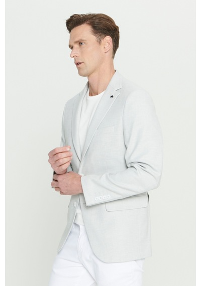 AC&Co / Altınyıldız Classics Erkek Açık Gri Slim Fit Dar Kesim Mono Yaka Armürlü Ceket AC&Co / Altınyıldız Classics Erkek Açık Gri Slim Fit Dar Kesim Mono Yaka Armürlü Ceket