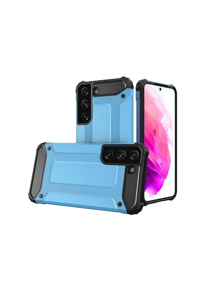 Noktaks - Samsung Galaxy S22 Uyumlu - Kılıf Çift Katman Zırh Tank Crash Military Kapak - Siyah