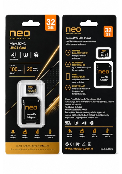 Neo 32 Gb Hafıza Kartı Micro Sd Kart Ve Adaptörü 100 Mb/s