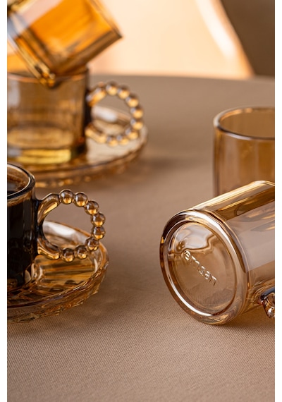 Emsan Muhabbet Amber 6'lı Cam Kahve Fincanı 100 Ml Amber