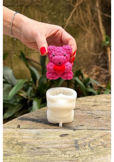 Rufus Concept Teddy Bear Gül Dokulu Küçük Tekli Mum Kalıbı
