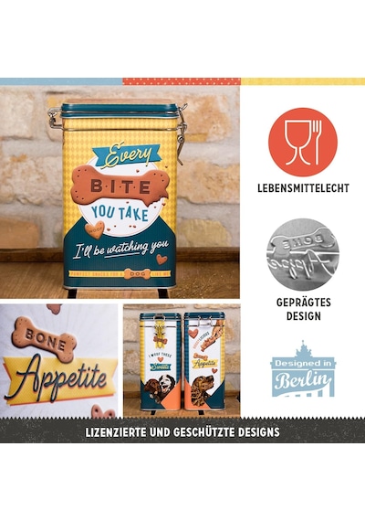 Retro Aroma Kutusu, 1,3 L, Every Bite You Take Dog Treats Köpek Sahipleri İçin Hediye Fikri, Aroma Kapaklı Lezzetli Kutu, Vintage Tasarım