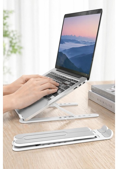 Alüminyum Laptop Standı 7 Kademeli Ayarlı Katlanabilir Tablet Tutucu Ergonomik 26 Cm