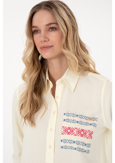 U.S. Polo Assn. Kadın Krem Uzun Kollu Tunik Gömlek 50306439-VR071