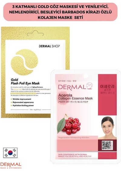 Dermal 3 Katmanlı Gold Göz Maskesi + Barbados Kirazı Özlü Kolajen Maskesi 23 G