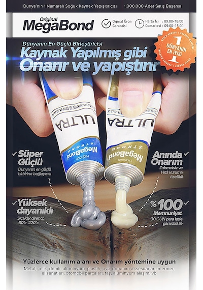 Megabond Kaynak Yapılmış Gibi Birleştiren Yapıştırıcı (3+2 Hediye Satış Paket )