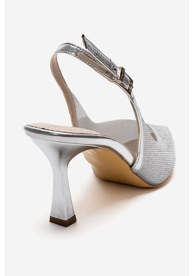 Luvishoes Dorata Gümüş Taşlı Kadın İnce Topuklu Abiye Ayakkabı