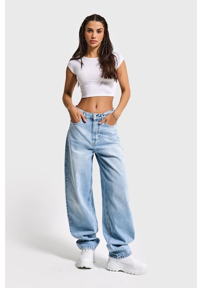 Itsbasic Kadın Ice Kot Rengi Cindy 4s6-3 Skater Fit Bol Kesim %100 Koton Denim Jean