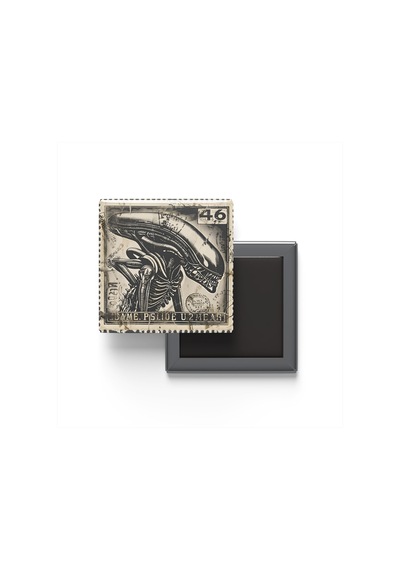 Alien Xenomorph - Baskılı Buzdolap Magneti Kare - 9x9 Cm