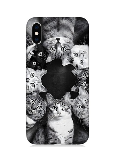 Apple Uyumlu iPhone Xs Kedi Ve Uzay Desenli Silikon Kılıf