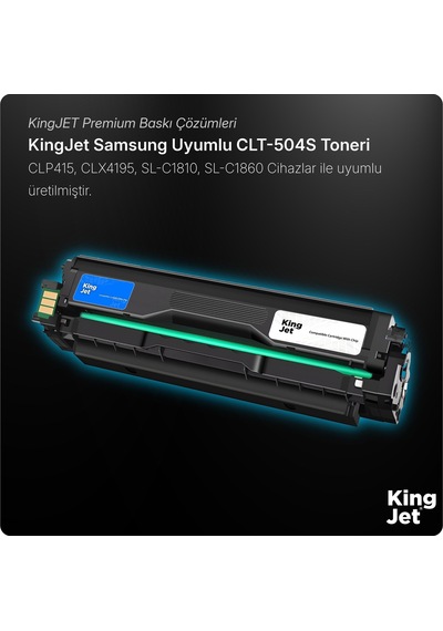 Kingjet Samsung Uyumlu Clt-c504s Standart Kapasiteli Mavi Cyan Çipli  Uyumlu Toner