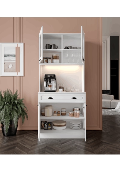 Guneystore Luna 2 Kapaklı Kahve Köşesi 93 Cm Mdf, Led Aydınlatmalı, Çok Amaçlı Mutfak Ve Airfryer Dolabı Beyaz Guneystore Luna 2 Kapaklı Kahve Köşesi 93 Cm Mdf, Led Aydınlatmalı, Çok Amaçlı Mutfak Ve Airfryer Dolabı Beyaz