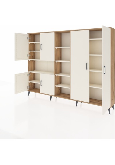 Arges Dolap 13 Raflı 6 Kapaklı 220x30x163 Çam-aytaşı Çam-aytaşı