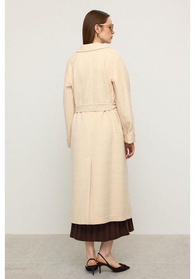 Olcay Torba Cepli Kendinden Desenli Oversize Limited Edition Kaban Krem 3140