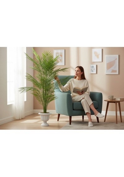 130 Cm Yapay Areka Nergiz Saksı Dekoratif Ağaç Çok Renkli