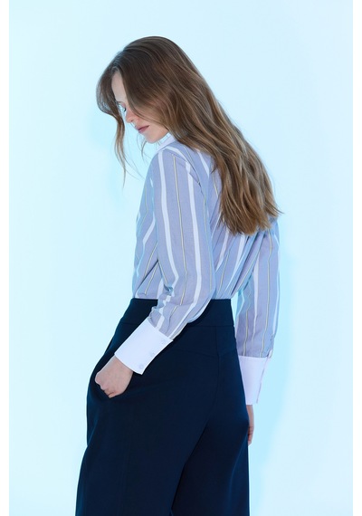 Sagaza Studio Ss6061 Çizgili Gomlek Gri