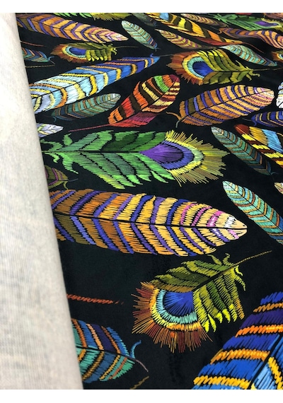 Enesar Home Kuş Tüyü Desen Dijital Baski Döşemelik Kumaş 100 x 140 cm