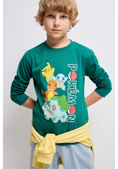 Defacto Pokémon Lisanslı Oversıze Bisiklet Yaka Uzun Kollu Yeşil Tişört Erkek Çocuk H7643a826augn651 Yeşil-gn651