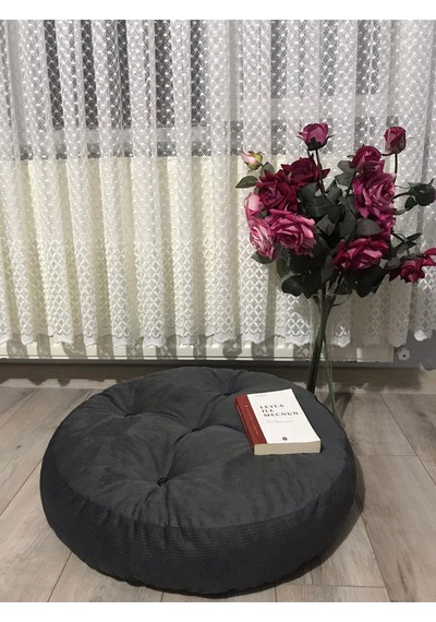 Yuvarlak Antrasit Yer Minderi 60x60 Antrasit