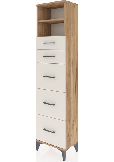 Arges Dolap 2 Raflı 5 Çekmeceli 44x30x182 Çam-aytaşı Çam