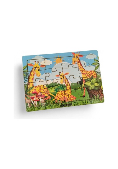 Zürafalar 16 Parça Eğitici Öğretici Ahşap Çocuk Puzzle Yapboz Bebek Çocuk Oyuncak