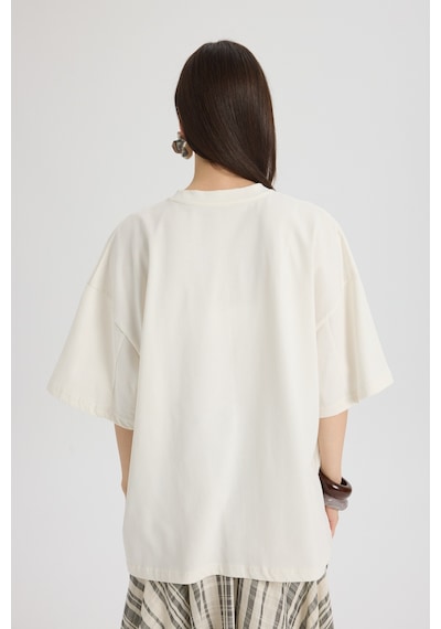 Mai Studios Co. Two Of Hearts Oversize Beyaz T-shirt BEYAZ