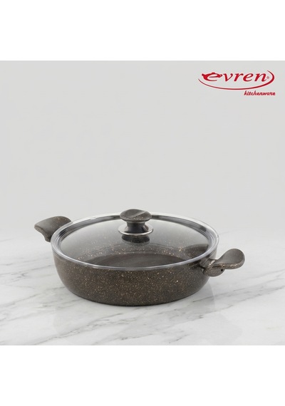 20 Cm Gold Stone Ezme Seri Granit Basık Tencere, Non-stick Pilav Karnıyarık Tencere 1,7 Lt Bakalit Kulplu