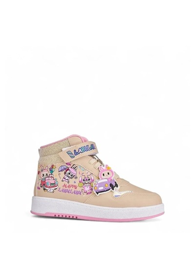 Zacoz Labu Labu Baskılı Kız Çocuk Spor Ayakkabı Sneaker Bej - Pembe