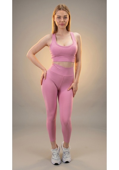 Heyy's Kemer Arkası Cep Detaylı Pembe Tayt Pembe