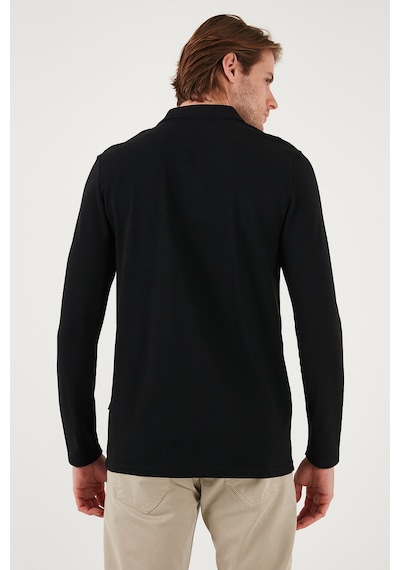Buratti Pamuklu Slim Fit Yarım Fermuarlı Polo Yaka Erkek Sweat 5903010 Siyah
