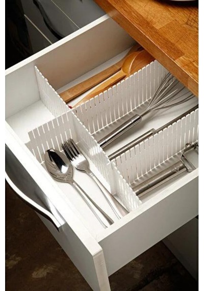 8 Adet Ayarlanabilir Kesilebilir Çekmece Düzenleyici Çekmece Organizer 54x8,5 Cm Plastik 40 X 40 Bey Diğer