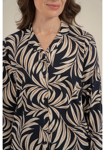 Arnetta Kadın Lacivert Çiçek Desenli Gömlek Pijama Takımı Ar3739-s-v1 Ar3739-s-v1